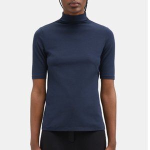 Turtleneck Tee in Pima Cotton Jersey - Deep Navy